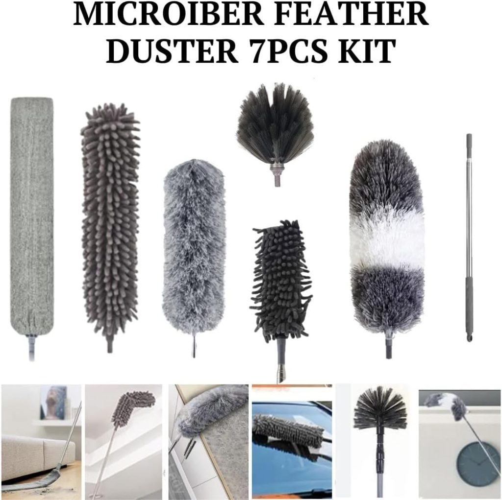  7-Piece Feather Duster Set with 30–100 Inch Extendable 
